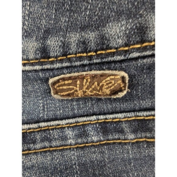 Silver Jeans Womens Size 27 blue Suki Bootcut Thick Stitch Faded Whiskers Boho - Picture 10 of 14